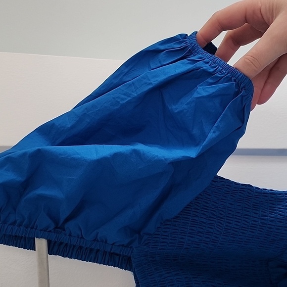 NWT English Factory Blue Puff Sleeve Tiered Smocked Mini dress size Large. - Picture 10 of 10